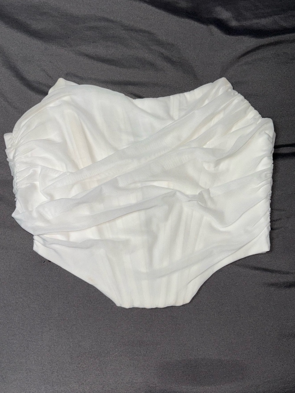 White Ruched Zip-Front Women's Skirt